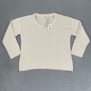 NA-KD Knitted Sweater Women M Ivory Scoop Neck Pullover‎ NWT